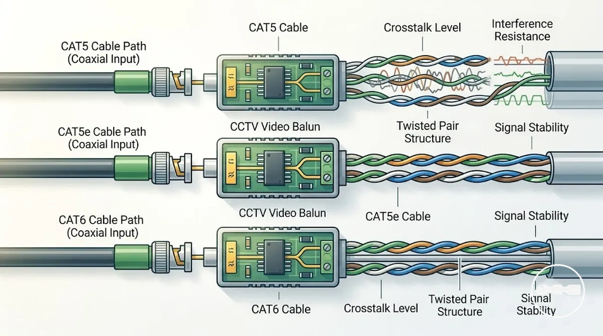 مقارنة كابلات CAT5 وCAT5e وCAT6 في بيئة إرسال بالونات فيديو CCTV