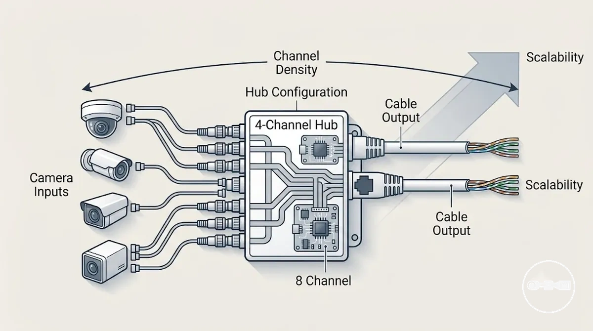 4-Kanal- und 8-Kanal-CCTV-Video-Balun für Hochdichte-Hub-Konfiguration