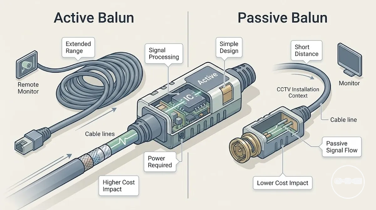 Active vs passive CCTV video balun pricing and cost impact comparison