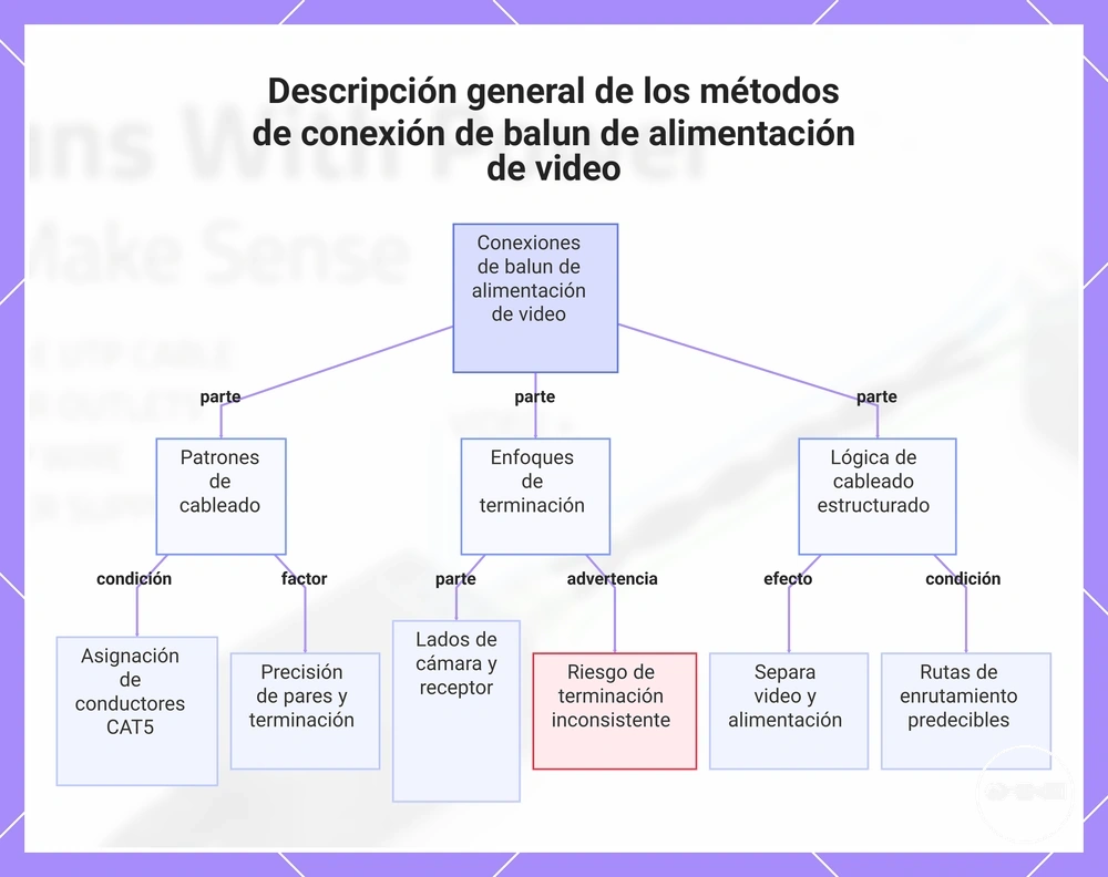 Descripción general de los métodos de conexión de balun de alimentación de video
