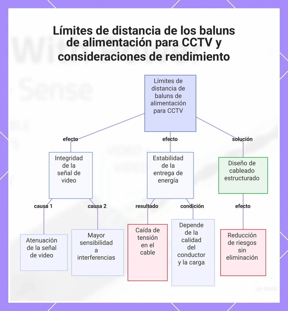 Límites de distancia de los baluns de alimentación para CCTV y consideraciones de rendimiento