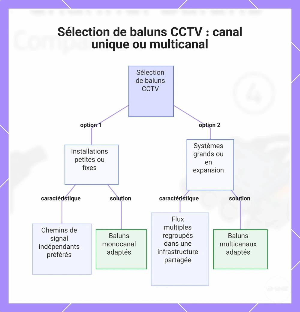 Sélection de baluns CCTV : canal unique ou multicanal