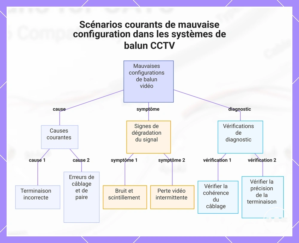 Scénarios courants de mauvaise configuration dans les systèmes de balun CCTV