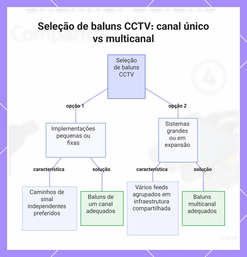 Seleção de baluns CCTV: canal único vs multicanal