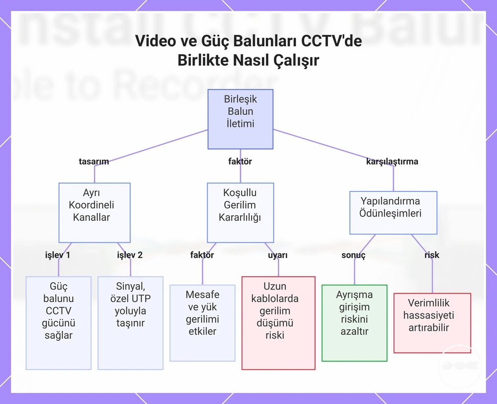 Video ve Güç Balunları CCTV'de Birlikte Nasıl Çalışır